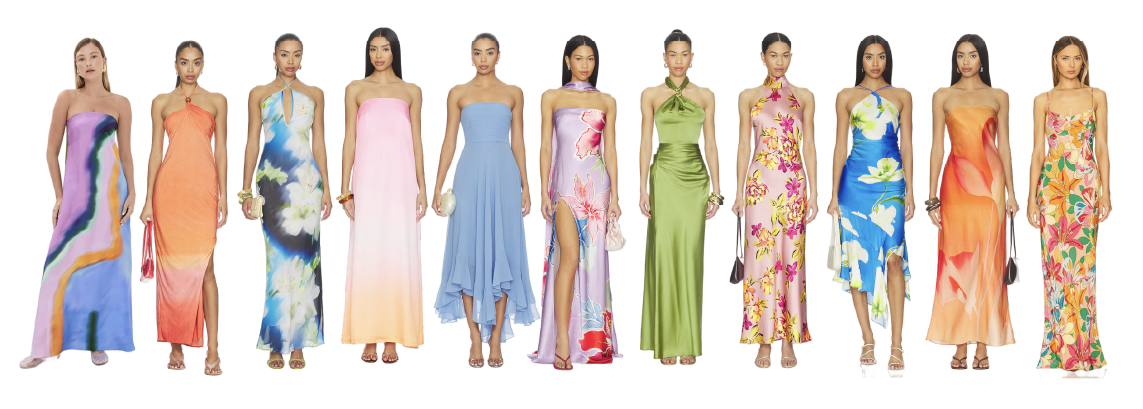Examples of colorful resort semi-formal dresses for women