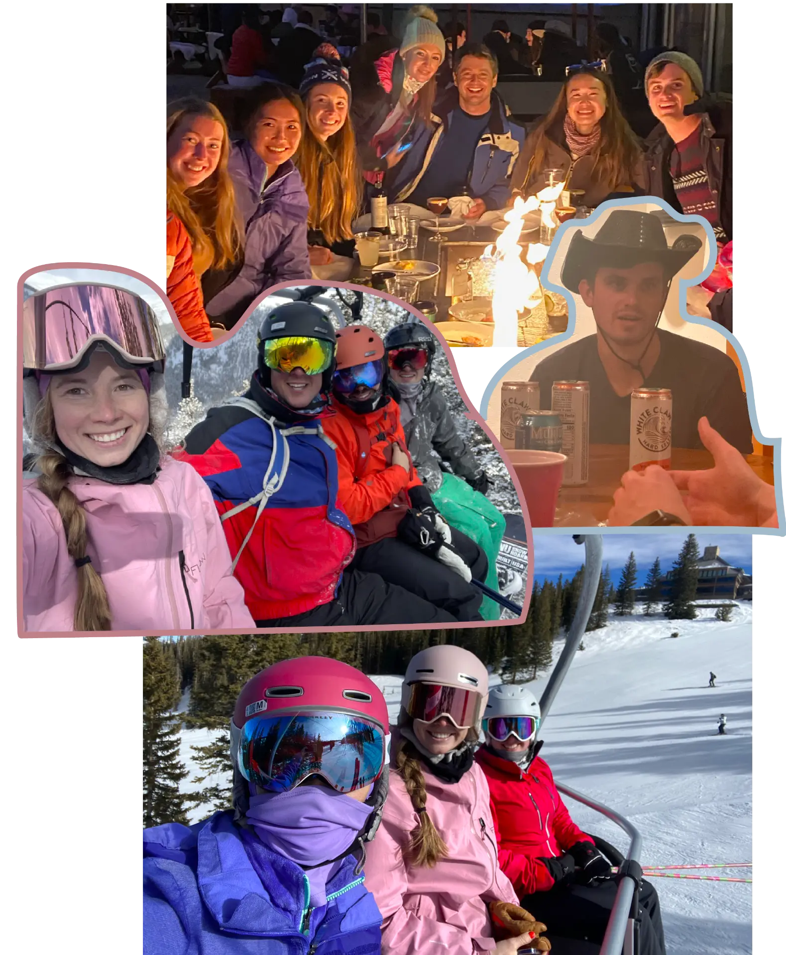 Elizabeth and Brandon skiing with friends in winter 2021