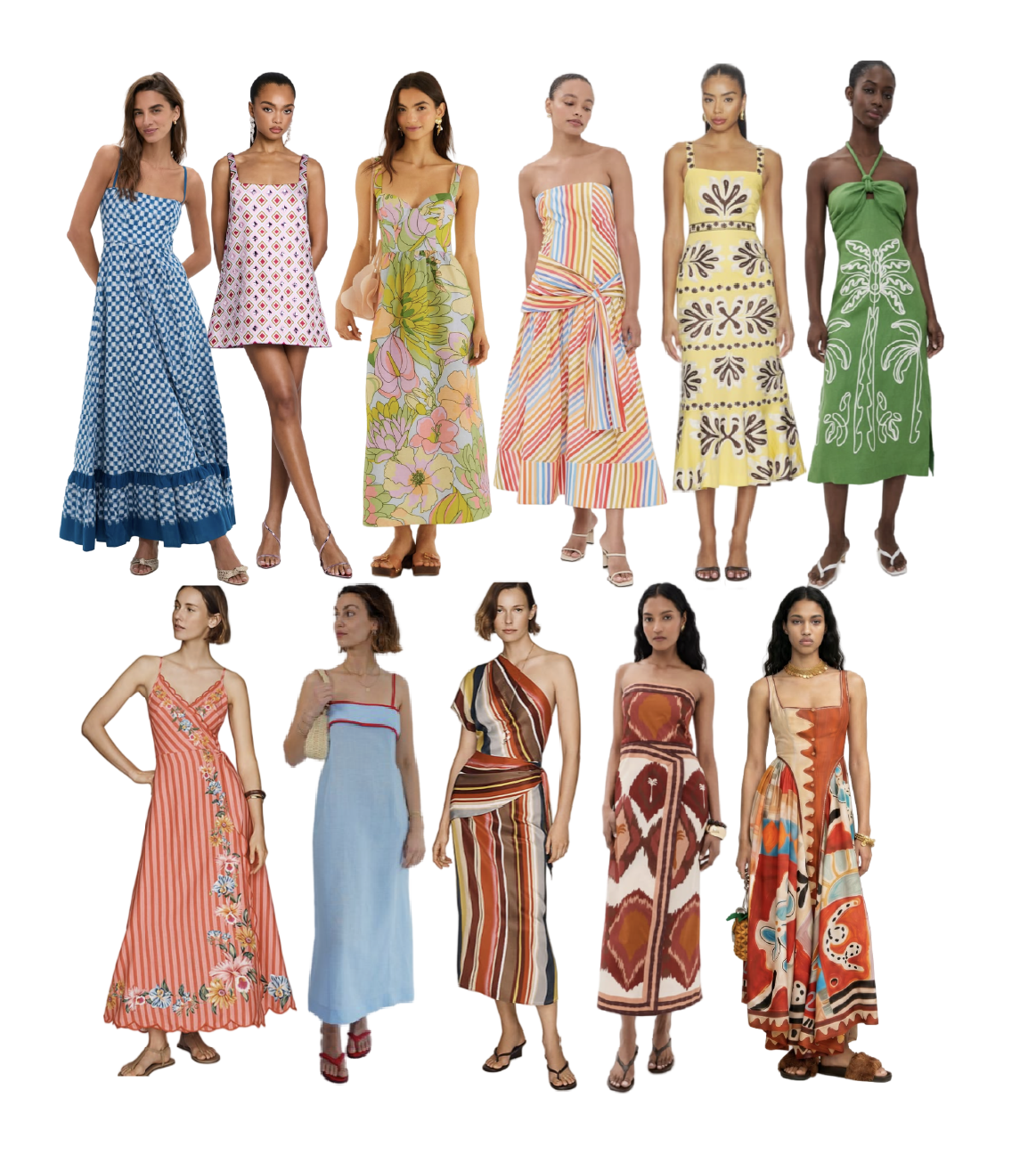 Examples of colorful dressy casual outfits for women