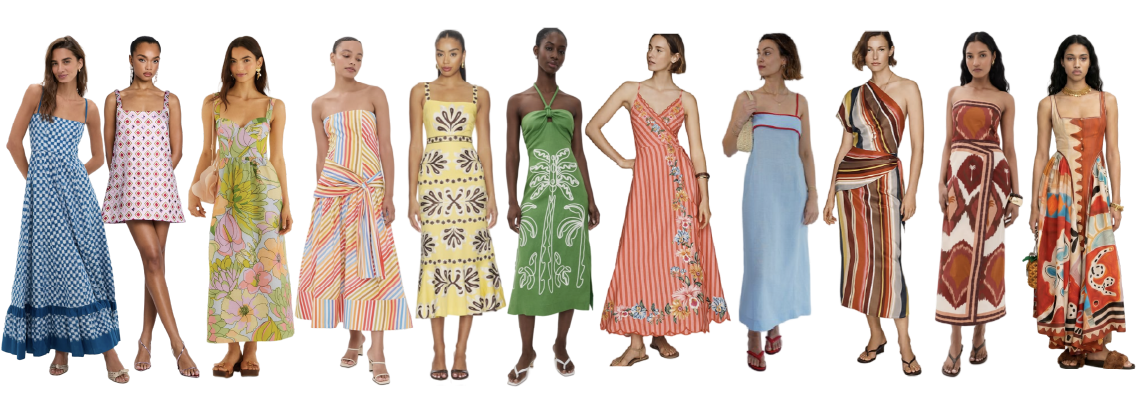 Examples of colorful dressy casual outfits for women