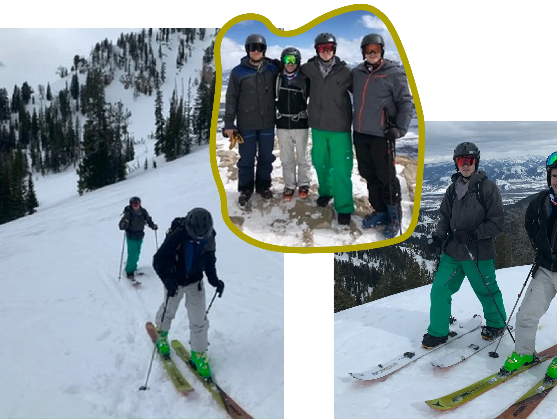 Elizabeth and Brandon skiing with friends in 2020