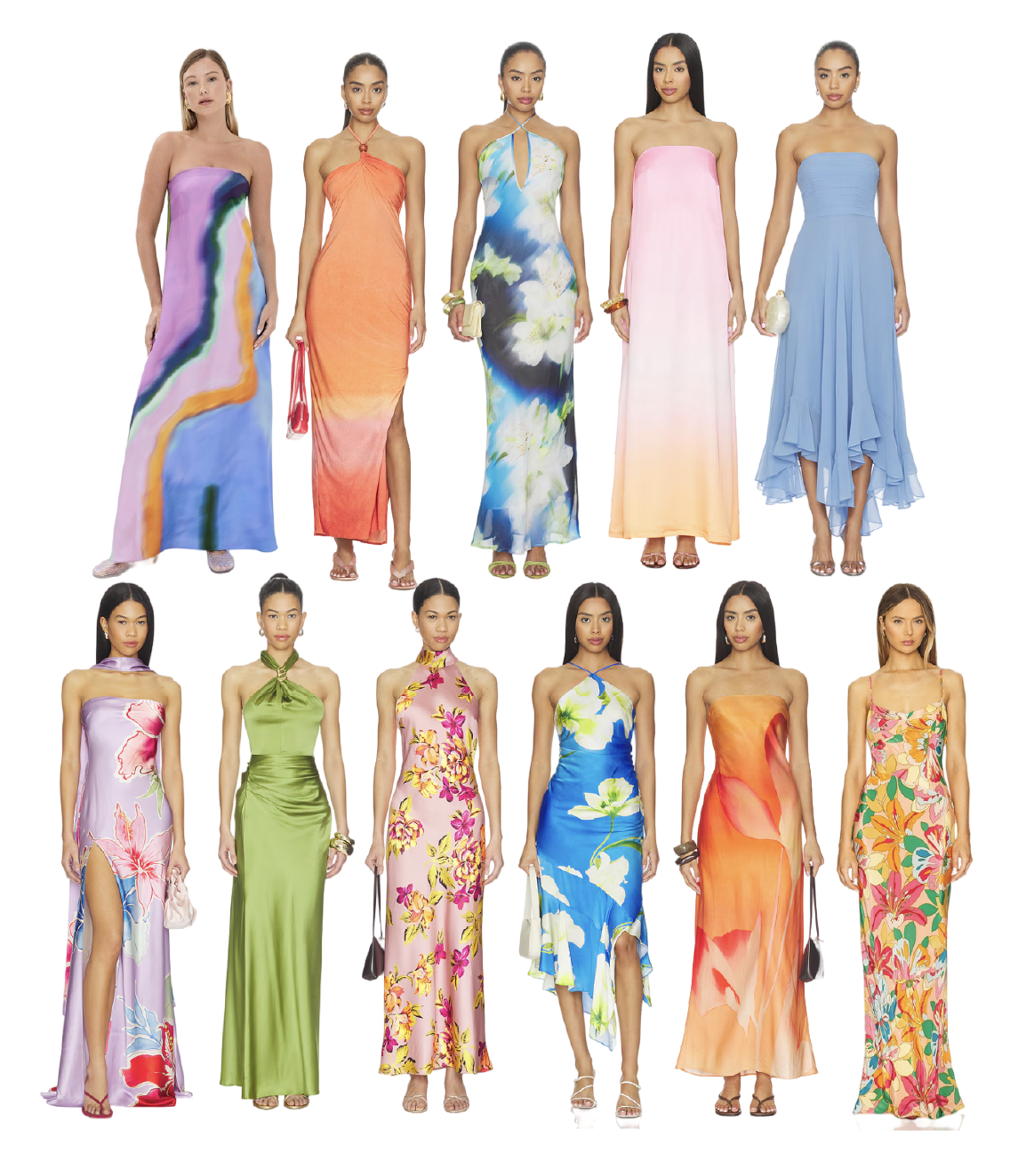 Examples of colorful resort semi-formal dresses for women