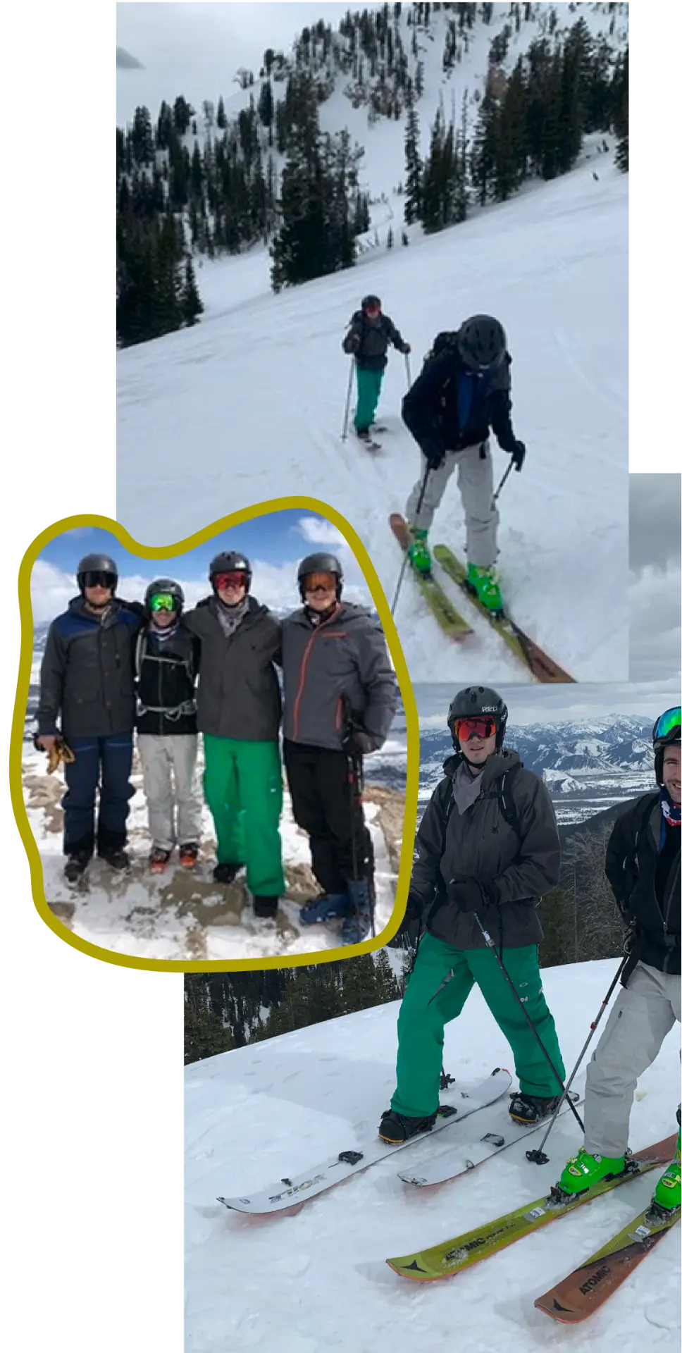 Elizabeth and Brandon skiing with friends in 2020